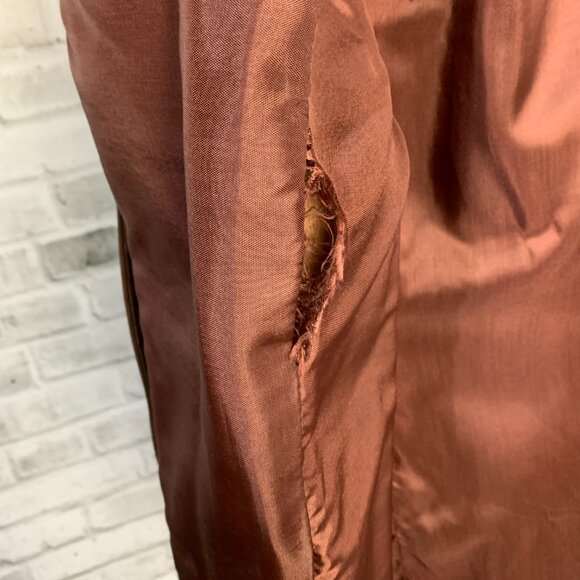 Vintage 70s Chocolate Brown Disco Leather Jacket Retro Mod Trench Coat - Picture 9 of 13